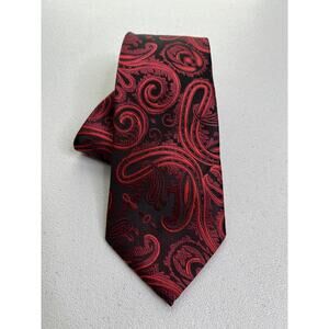 Steven Land Black, Red Paisley Pattern Tie NWOT